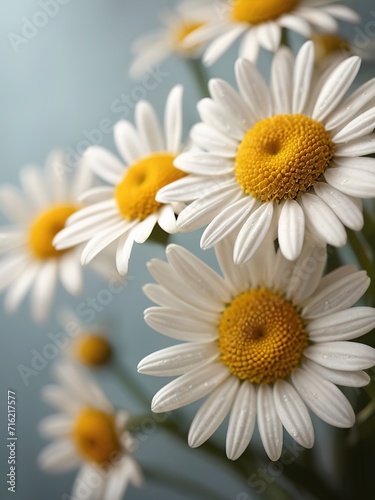 Beautiful daisies on color background  closeup. Space for text