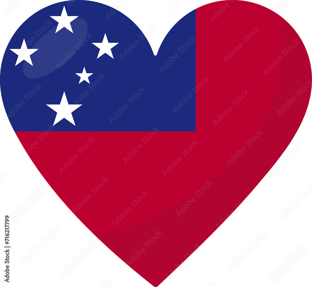 Samoa flag heart 3D style. Samoa flag heart 3D style.