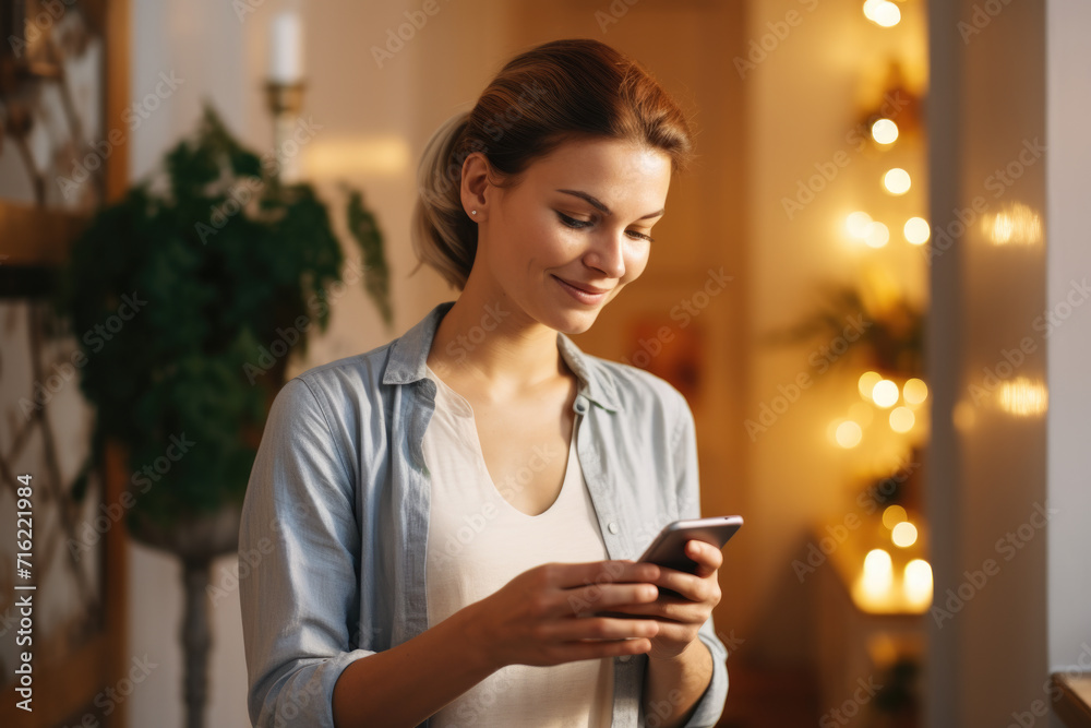 Woman focused on her smart phone, possibly browsing internet or checking social media. Suitable for technology-related articles or websites Woman focused on her smart phone, possibly browsing internet or checking social media. Suitable for technology-related articles or websites