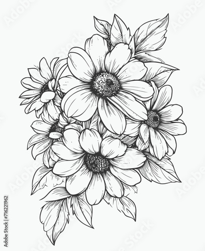 black and white flowers