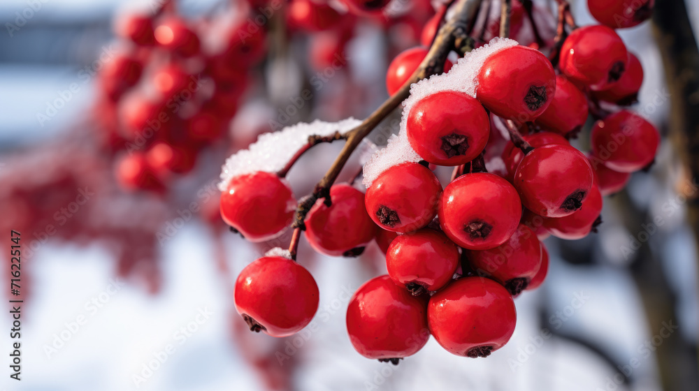 Close-up view of bunch of berries on tree. This image can be used to depict beauty of nature or to illustrate concept of growth and abundance Close-up view of bunch of berries on tree. This image can be used to depict beauty of nature or to illustrate concept of growth and abundance