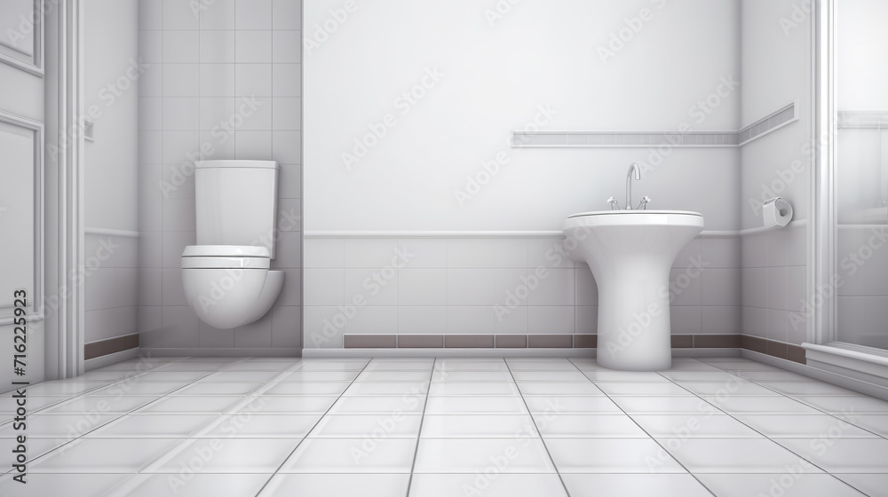 White bathroom with toilet and sink. Suitable for home improvement and interior design projects White bathroom with toilet and sink. Suitable for home improvement and interior design projects