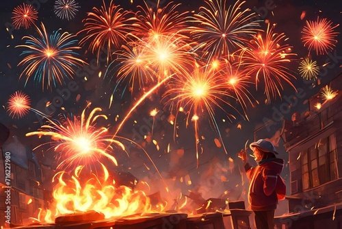 Wallpaper Mural fireworks in the night Torontodigital.ca