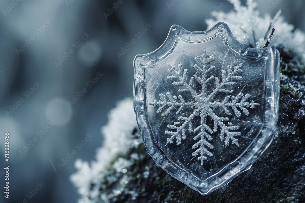 Fototapeta premium snowflake shield-shaped piece of ice