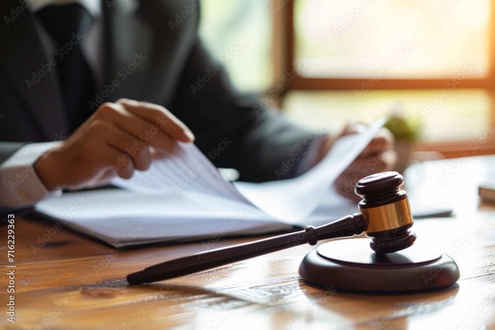 courtroom or an office with a focus on a judge’s gavel placed on the wooden desk courtroom or an office with a focus on a judge’s gavel placed on the wooden desk