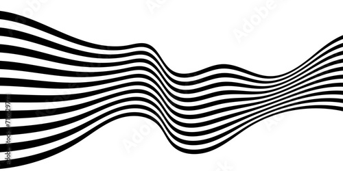Black on white abstract perspective line stripes with 3d dimensional effect isolated on white. Design element for technology, science, modern concept.vector eps 10