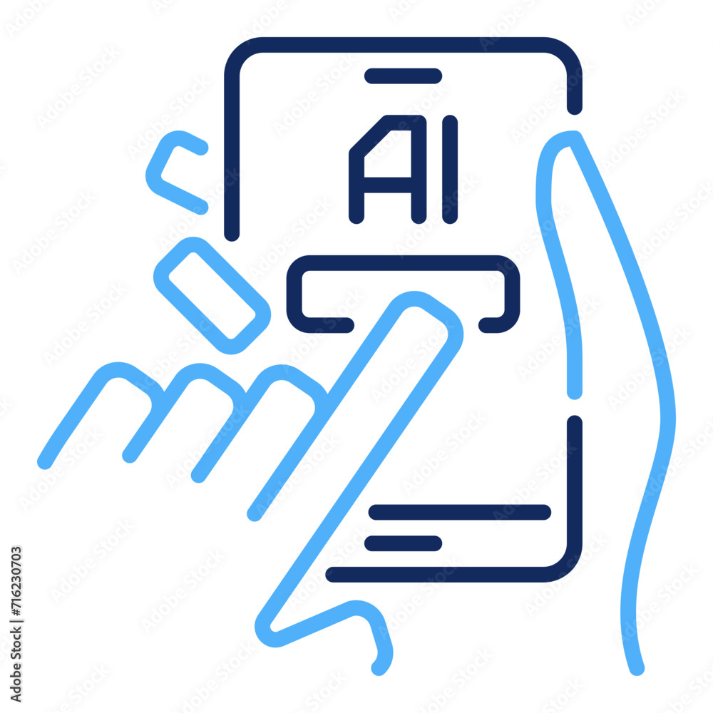 Hands with Smart Phone with Artificial Intelligence vector AI Smartphone colored icon or sign Hands with Smart Phone with Artificial Intelligence vector AI Smartphone colored icon or sign