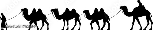 Camel Herder Silhouette illustration. Camel Caravan Silhouette