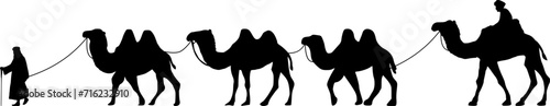 Camel Herder Silhouette illustration. Camel Caravan Silhouette
