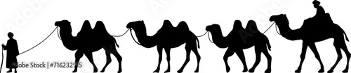 Camel Herder Silhouette illustration. Camel Caravan Silhouette