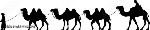 Camel Herder Silhouette illustration. Camel Caravan Silhouette