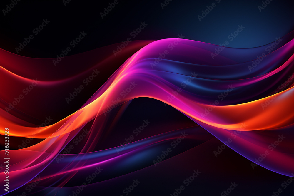 Fototapeta premium Dark abstract neon wave background created with Generative AI