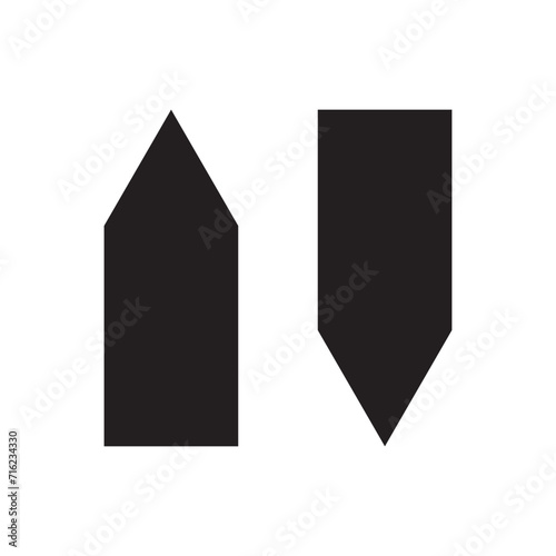 Simple up and down arrows. Upward, downward  arrows in black colour. Used in various webs ,templeates etc. Isolated in white background in eps 10. photo