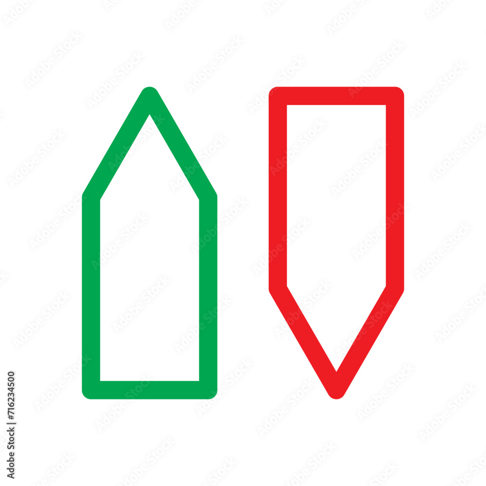 Simple up and down arrows. Upward, downward arrows in green and red colour. Used in various webs ,templeates etc. Isolated in white background in eps 10. Simple up and down arrows. Upward, downward arrows in green and red colour. Used in various webs ,templeates etc. Isolated in white background in eps 10.