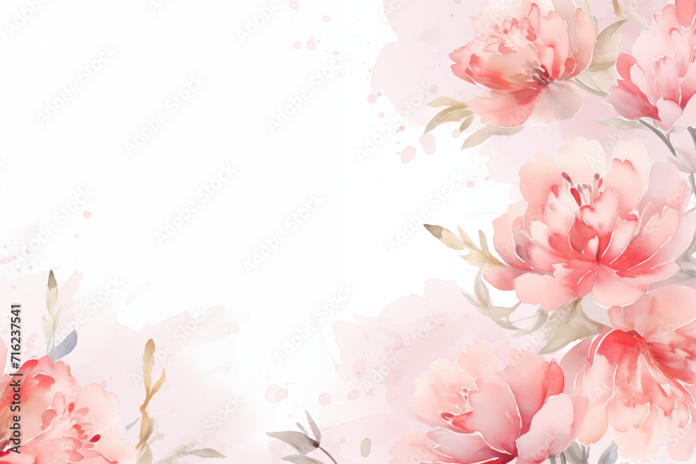 Art, watercolor, painting. Floral Vector with Pink Blossom. and natural elements for invitation card Or Summer Background