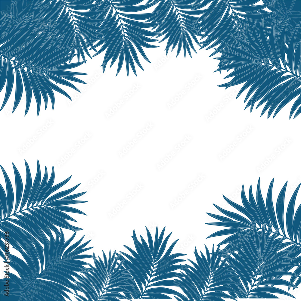 Tropical leaves bacground border frame