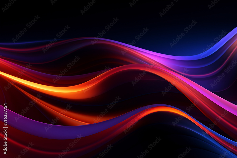 Dark abstract neon wave background created with Generative AI Dark abstract neon wave background created with Generative AI