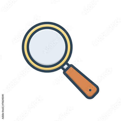 Color illustration icon for magnifier