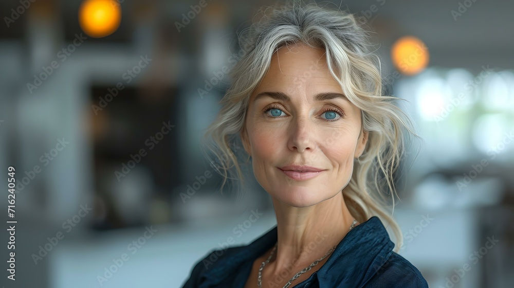 Elegant mature woman with grey hair posing indoors. confident female portrait. natural beauty concept. AI Elegant mature woman with grey hair posing indoors. confident female portrait. natural beauty concept. AI