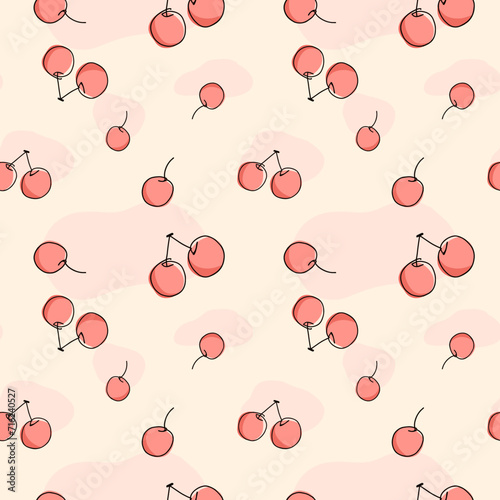 cherry seamless pattern. Pattern for textiles, wrapping paper, wallpapers, backgrounds