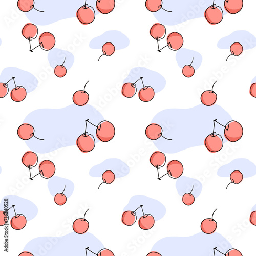 cherry seamless pattern. Pattern for textiles, wrapping paper, wallpapers, backgrounds
