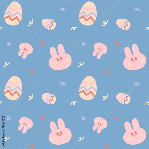easter egg with rabbit seamless parttern. Pattern for textiles, wrapping paper, wallpapers, backgrounds
