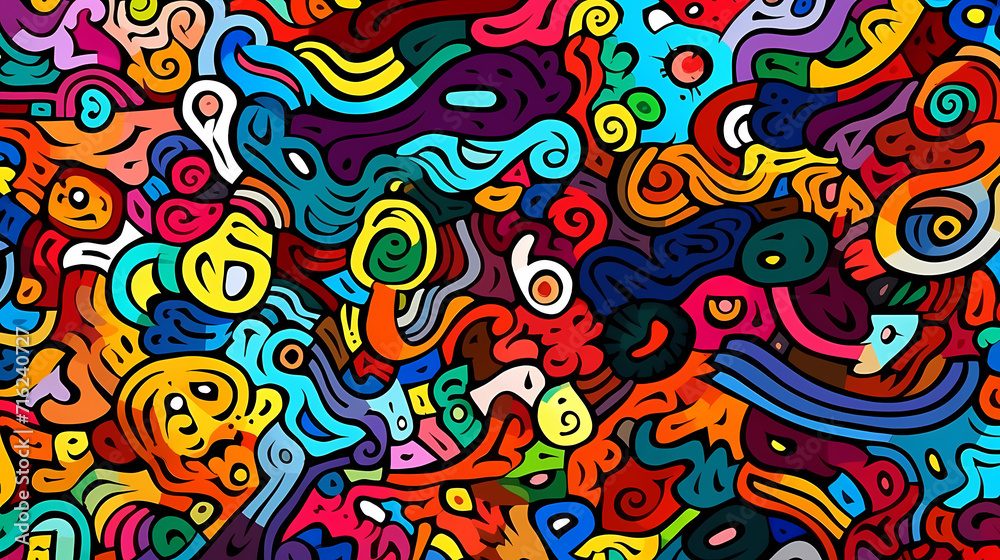 Funny doodle seamless pattern, artistic background Funny doodle seamless pattern, artistic background