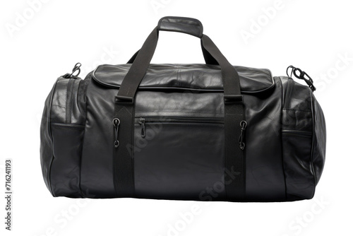 Sleek Black Duffle Bag Isolated On Transparent Background