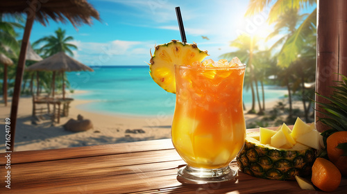 tropical paradise with a refreshing blend of pineapple juice photo