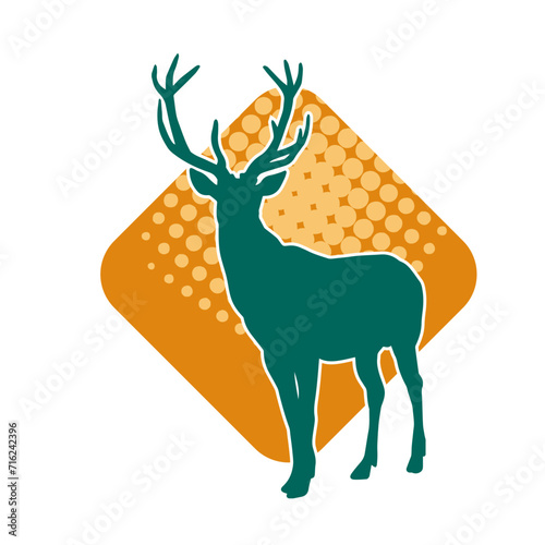 Silhouette of a deer wild forest animal with antlers.