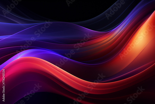 Dark abstract neon wave background created with Generative AI