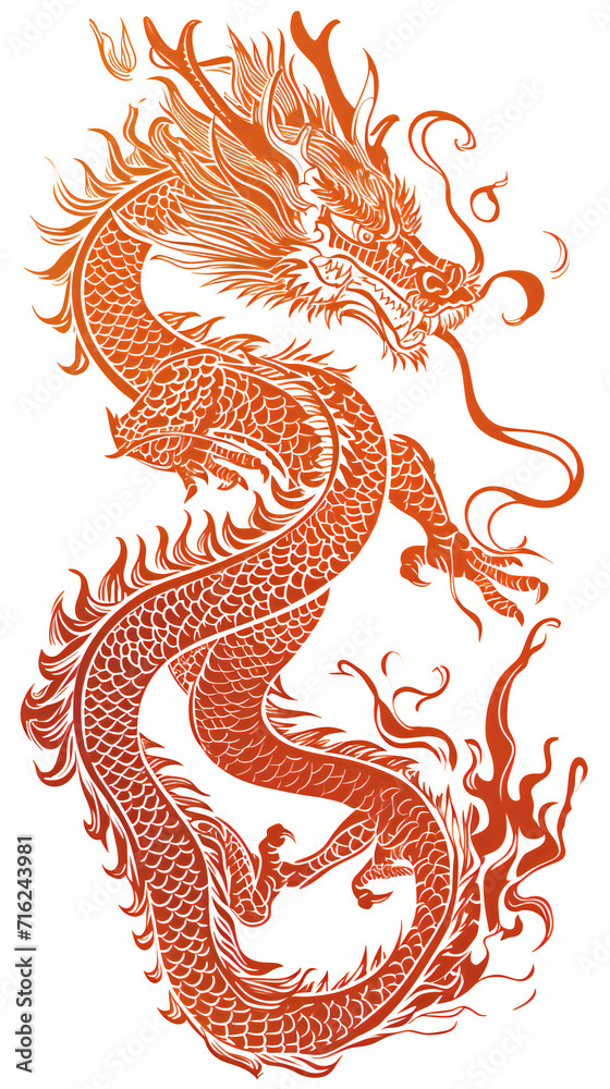 chinese dragon vector on white background