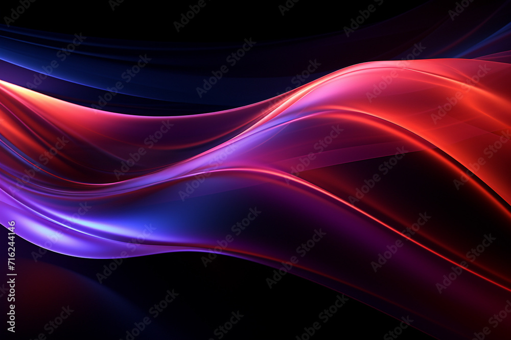 Dark abstract neon wave background created with Generative AI Dark abstract neon wave background created with Generative AI