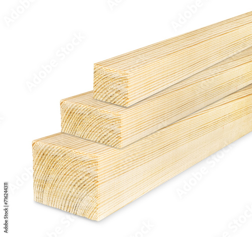 wooden beam isolated on the white background