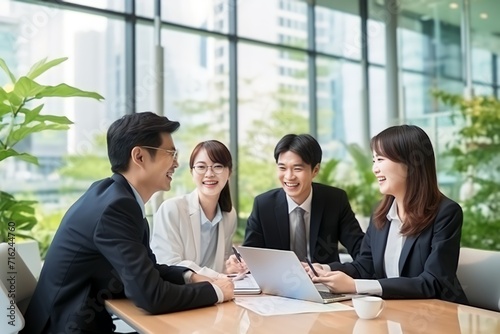 Group of Chinese people working at the office