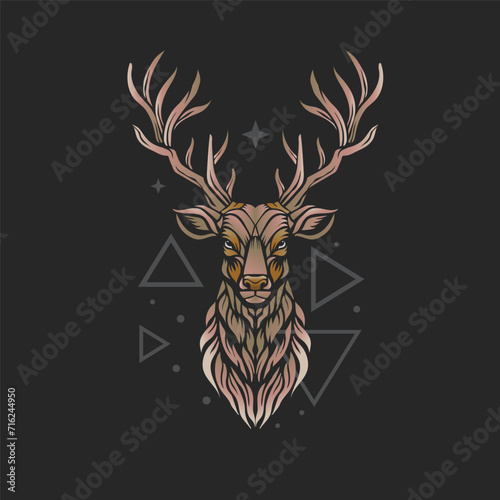 colorful Deer head illustration