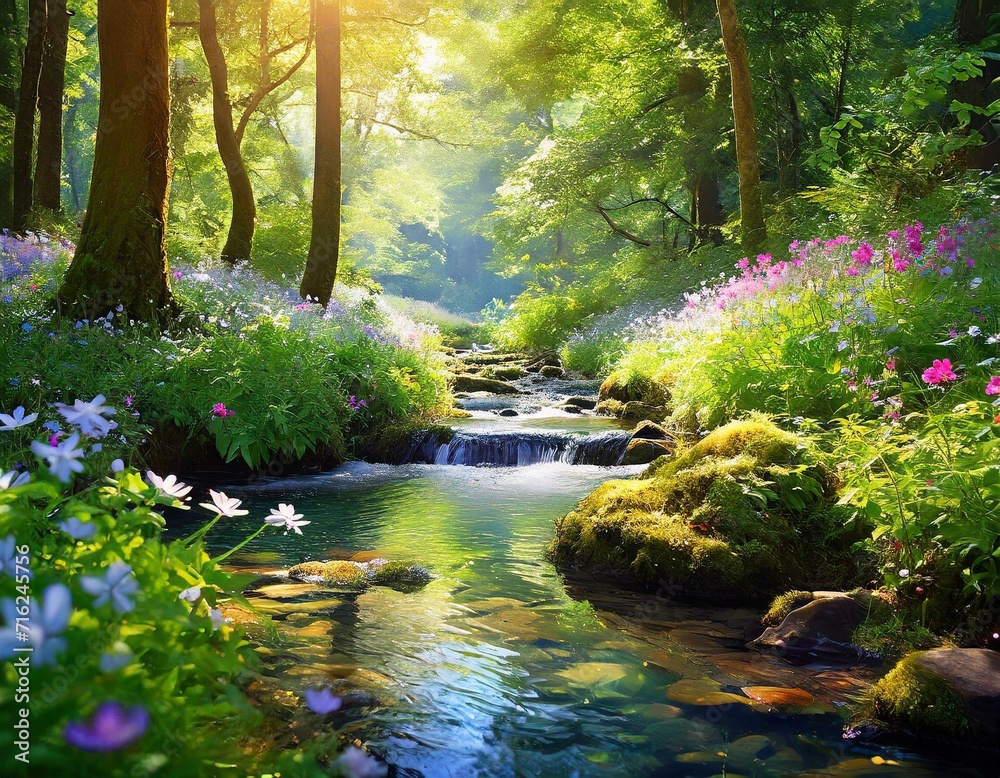 Obraz premium Serene Nature, A Tranquil Forest Scene.