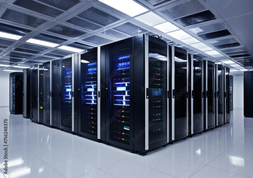 Server room interior in datacenter corridor Server room interior in datacenter corridor