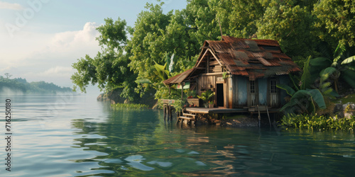 the small house on the water, generative AI