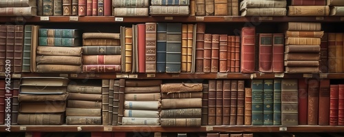 A wall full of Old Ancient Books of a library