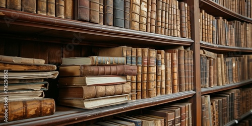 A wall full of Old Ancient Books of a library