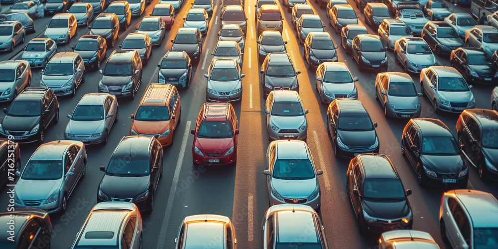 Fototapeta premium Traffic jam on a busy city highway