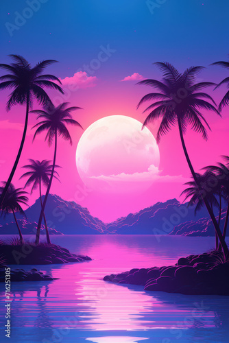 Island Vaporwave Style