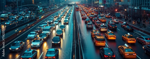 Traffic jam on a busy city highway