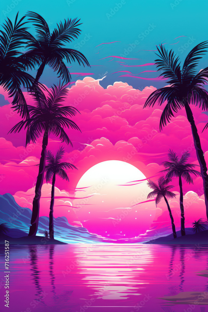 Island Vaporwave Style