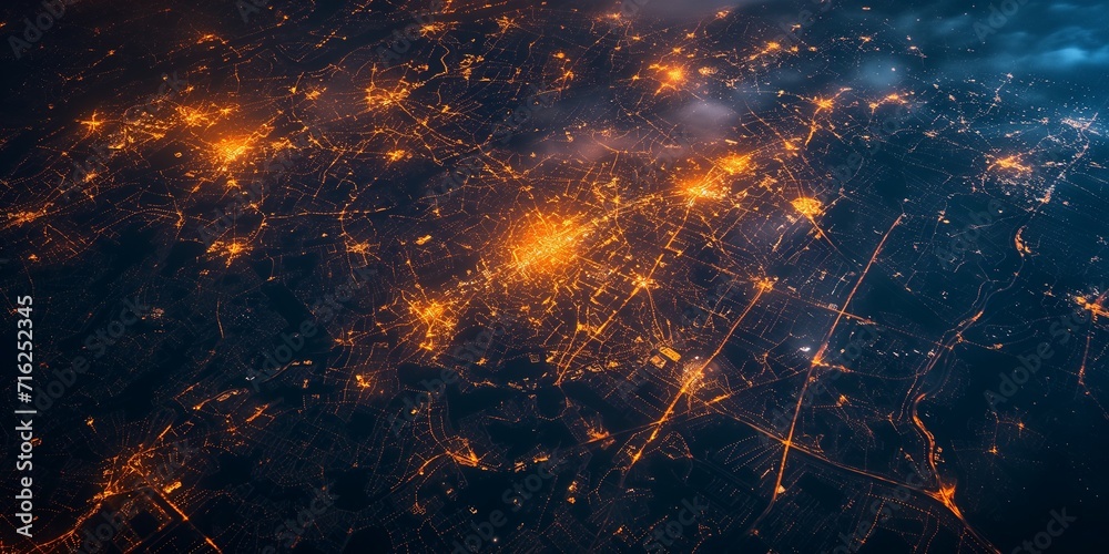 Obraz na płótnie night city lights from space w salonie