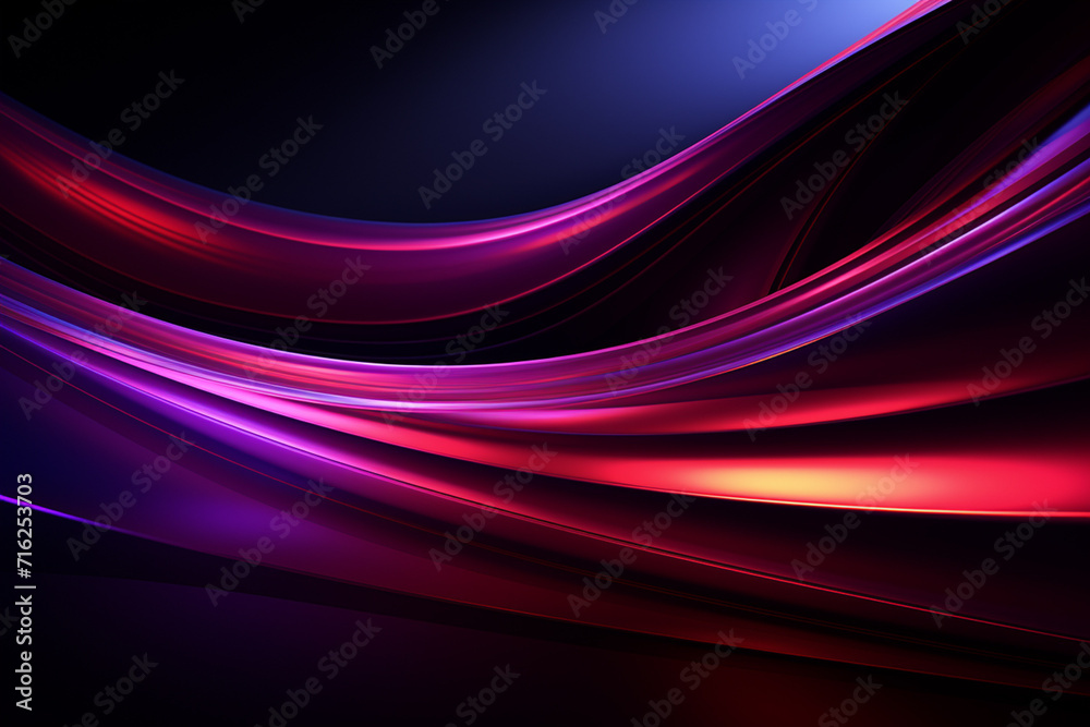 Naklejka premium Dark abstract neon wave background created with Generative AI