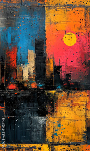 Abstract grunge urban background with a lot of colors and textures.