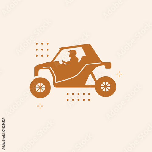 Off road buggy car set isolated on white background vector illustration. Terrain vehicle, motorbike, dune buggy, golf car element. Outdoor car racing, extreme buggy sport