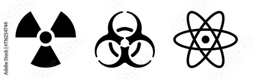 Hazard or Toxic Logo Set. Symbolic Hazard Design - A Bold Logo Depicting Different Types of Potential Risks. Hazard or Toxic logo icon. Black and White Version.